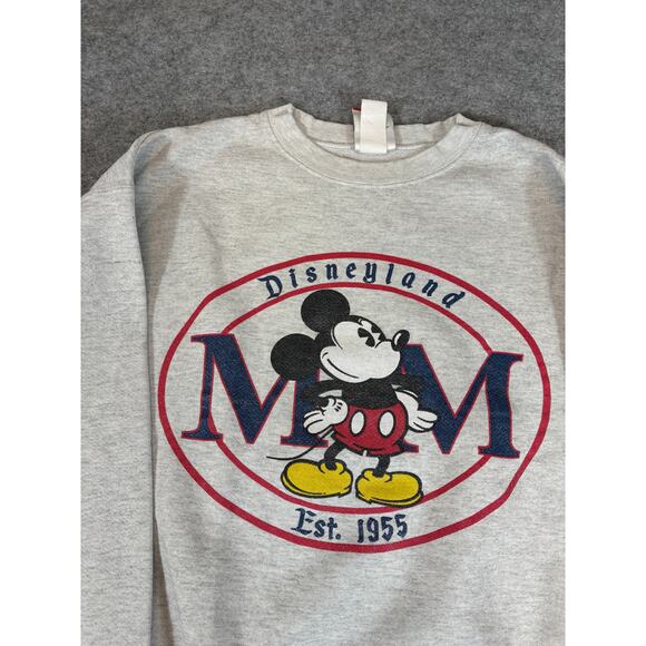 VINTAGE 90s Walt Disney Mickey Disneyland Sweatshirt Mens Large Gray Crew Neck - Picture 5 of 7